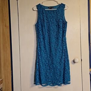 American living midi dress beautiful blue with lace overlay size 12
